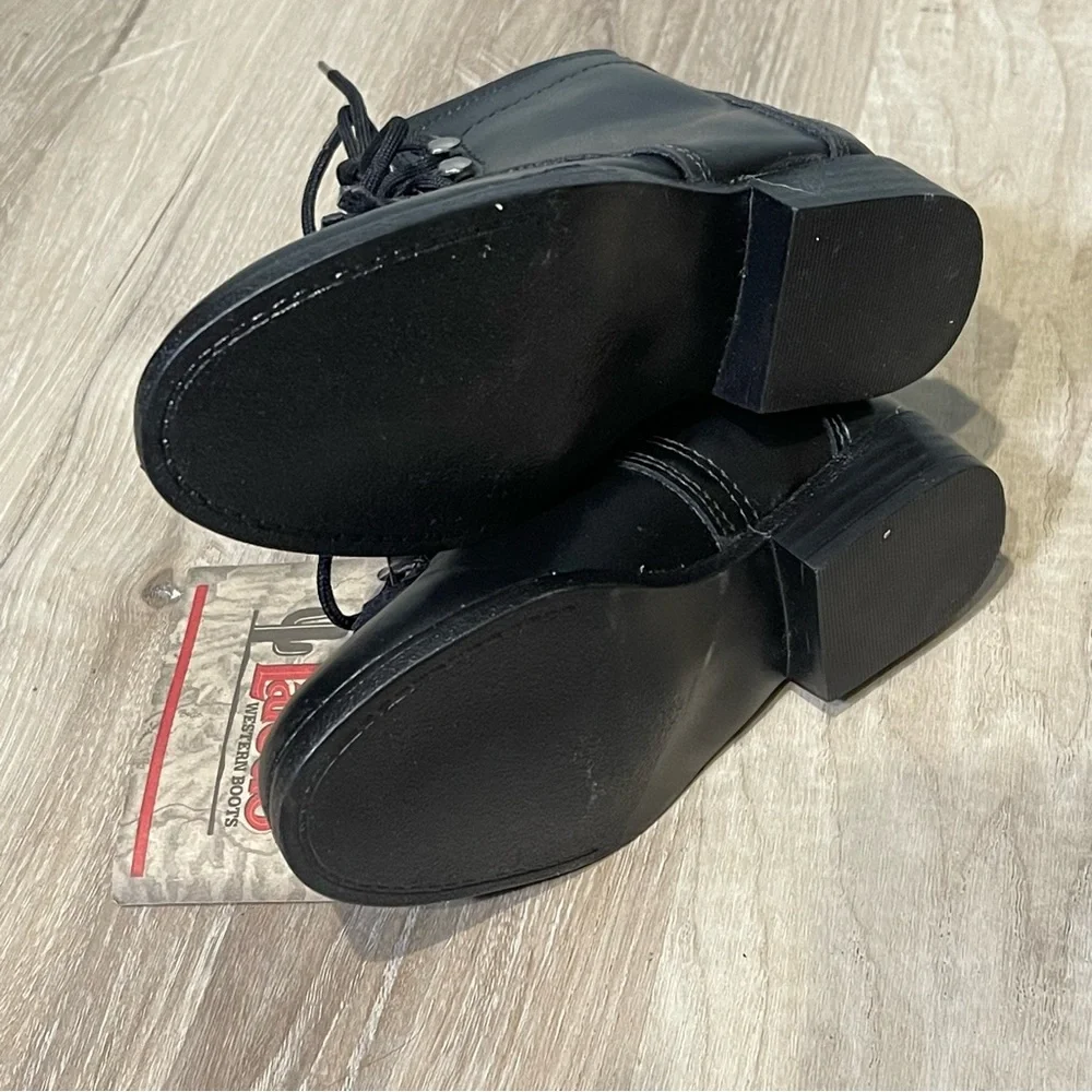 Laredo kids black lace‎ up boots size 8 NWT